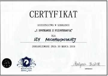 certyfikat uczestnictwa w szkoleniu